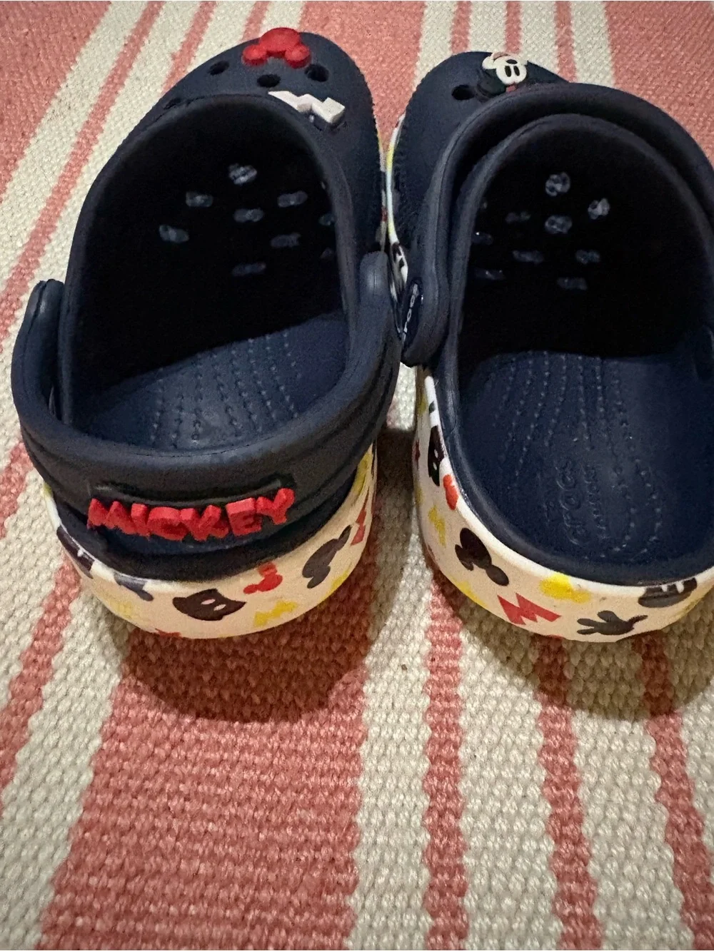 CROCS Navy Blue Kids Mickey Mouse Clogs with Multi-Color Strap size 9C